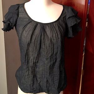 CRINKLE SHEER BLACK DRESS TOP